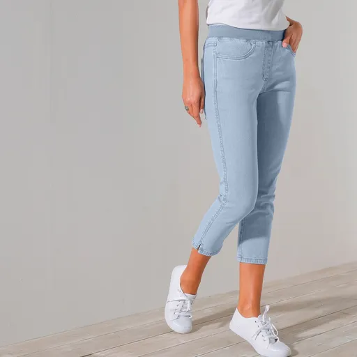 Pantaloni 3/4 din denim cu talie elastică