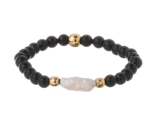 Alisia Inel cu mărgele, placat cu aur, cu perlă naturală și agat AL5258.01.000.D 57 mm