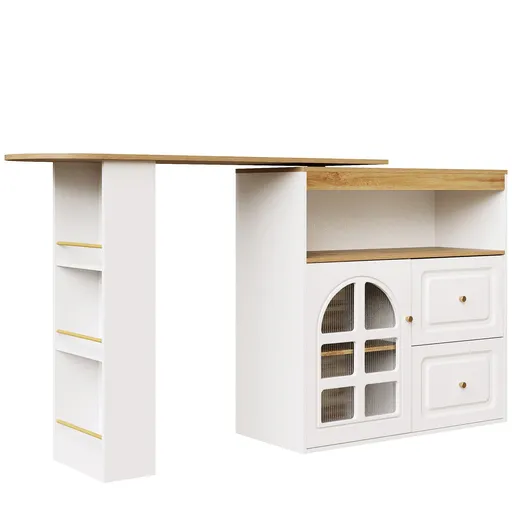 Dulap sideboard rotativ 360°, Alb | Aosom Romania