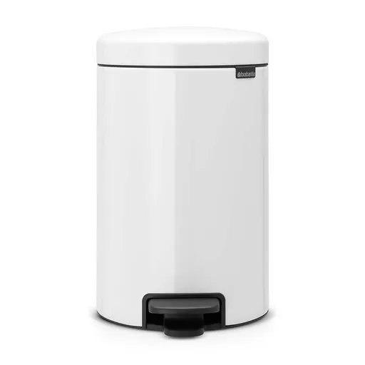 Cos pentru gunoi cu pedala Brabantia NewIcon 649032, 12 L, Inchidere usoara, Baza antiderapanta, Găleată interioară metalică, Alb