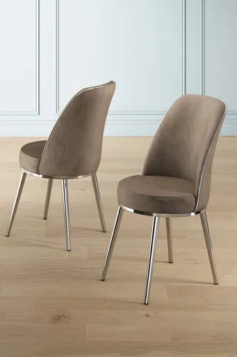 Set scaune 4 piese, Hanah Home, Pefa, Cappuccino / Chrome