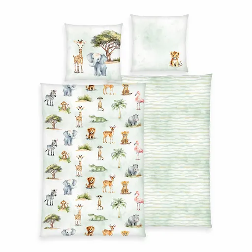 Herding Lenjerie de pat pentru copii din flanelSafari, 135 x 200 cm, 80 x 80 cm, 135 x 200 cm, 80 x 80 cm