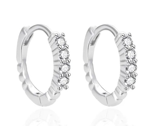 Agato Cercei rotunzi din argint cu zirconii strălucitoare AGT-E065KW