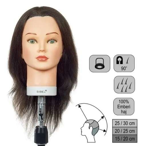 Cap Manechin Sibel BETTY 35cm - Par Natural Uman 100%, Implant Clasic Super 230-260 Par/cm2