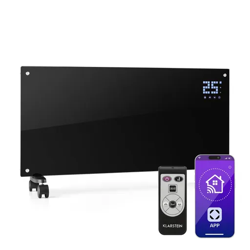 Klarstein Bornholm Smart, convector electric, 2000 W, WiFi, afișaj LED, cronometru, IP24, negru