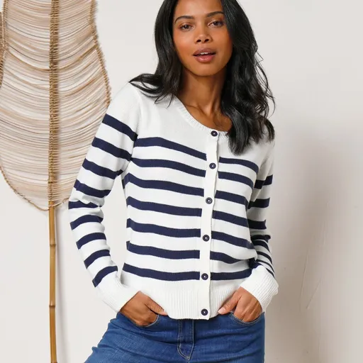 Pulover cu dungi și nasturi