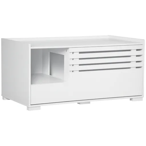 PawHut Dulap pentru pisici cu 2 rafturi Design 2 în 1, Ușă magnetică Alb | Aosom Romania