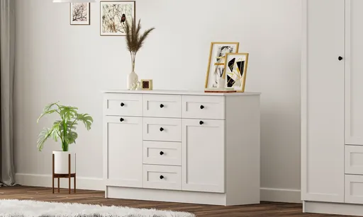 Dulap, Hanah Home, Rb-168-04-001, 130x85x43 cm, Alb mat