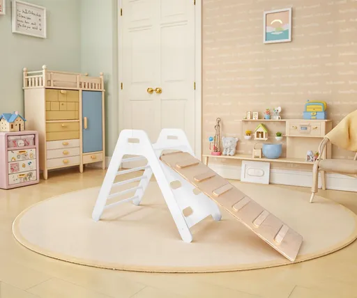 Triunghi de catarare Pikler, Hanah Home, BLTYZ-AKTV017, 117x8x40 cm, Stejar