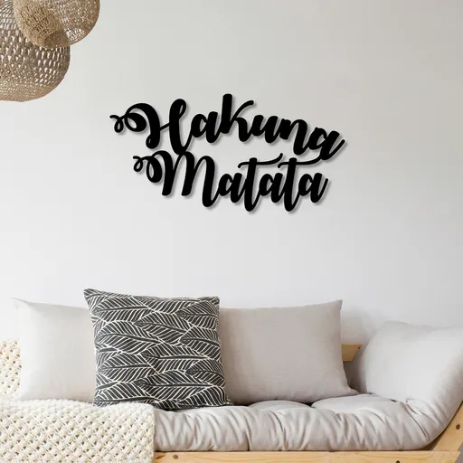 Decoratiune de perete, Hakuna Matata, 70 x 35 cm, Negru