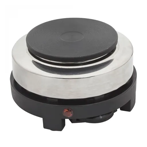 Plita camping Rosberg R51445C, 500W, Din fonta, 5 trepte, Inox/Negru