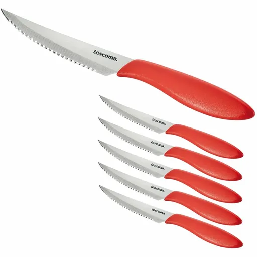 Tescoma Cuțit pentru friptură Presto 12 cm, 6buc., roșu, roșu
