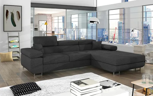 Coltar extensibil dreapta 4 locuri ELTAP, Armd-38, Armando, 289x203x85 cm, lemn/poliester, gri inchis