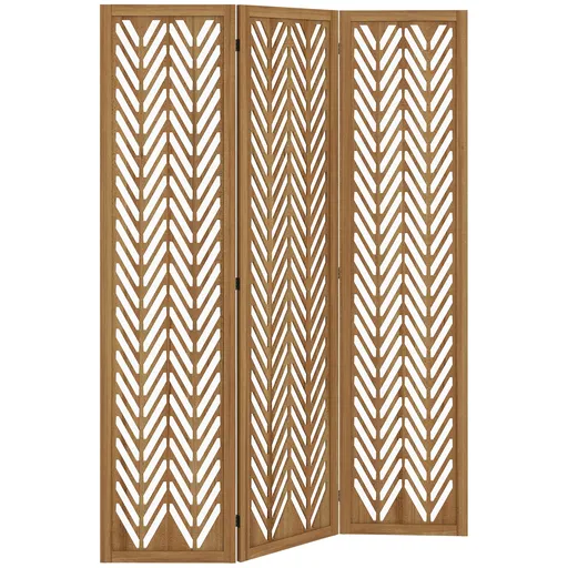HOMCOM Paravent din lemn cu modele perforate, divizor de cameră interior pliabil cu 3 panouri din lemn 120 x 170 cm natural | Aosom Romania