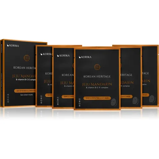 KORIKA Korean Heritage Set of 5 Skin Illuminating Face Sheet Masks set de măști de față la un preț mai avantajos pentru o piele mai luminoasa