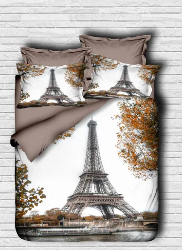 Lenjerie de pat dubla Super King (EU) (IT), 3 piese, L'essentiel Maison, 118, Maro/Alb