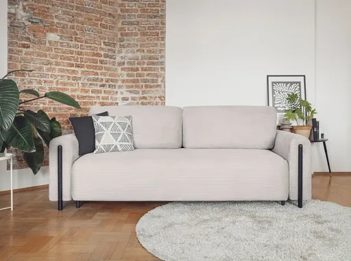 Canapea extensibila 3 locuri, ELTAP, SO-ARC-BL-18JAR, Arcadova, 244x97x97 cm, lemn/poliester, bej/negru