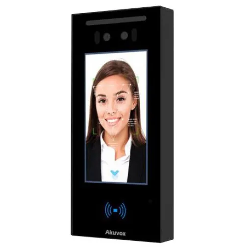 Terminal de control acces IP Akuvox A05S cu ecran de 5 inch si camera duala, recunoastere faciala, cod QR, bluetooth, NFC, PoE, carduri Mifare