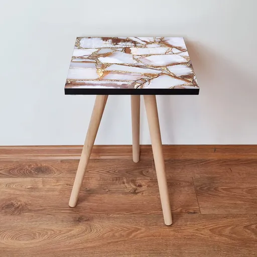 Masuta, Hanah Home, Shp262, 35x42x35 cm, Alb / Cămilă / Auriu