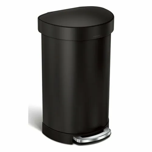 Simplehuman Coș de gunoi semicircular cu pedală șicadru din oțel inoxidabil, 45 l, negru