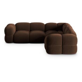 Sötétbarna bársony sarokkanapé Loretto – Cosmopolitan Design