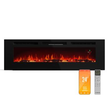 Klarstein Șemineu electric inteligent Galeras Smart, 2 setări de temperatură, 16 - 30°| Iluzia flăcării LED, Opțiune de conectare IOT