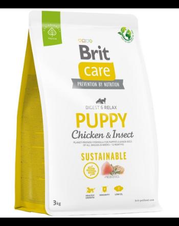 BRIT Care Sustainable Puppy 3 kg Hrana uscata pentru catei, cu pui si insecte