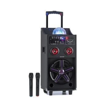 Auna Pro DisGo Box 100, sistem PA mobil, 50 W RMS, BT, slot SD, LED, USB, baterie, negru