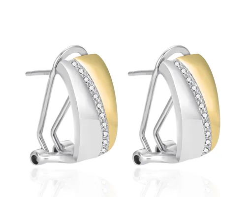 Agato Cercei eleganți bicolori cu zircon AGT-E029KKW-2T