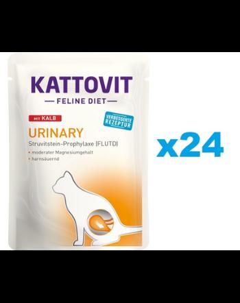 KATTOVIT Feline Diet Urinary hrana umeda dietetica pentru pisici in prevenirea pietrelor struvit, cu vitel 24 x 85 g