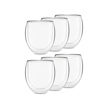 Feelino Ice set, 6 cești de ceai, set de 6, 400 ml, sticlă borosilicată de înaltă calitate, sigură pentru mașina de spălat vase