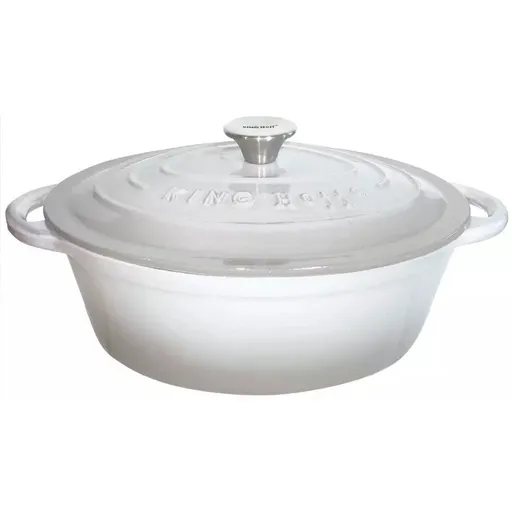 Oala din fonta cu capac Kinghoff KH 1522, 4.5 L, 30 cm, Forma ovala, Emailata, Inductie, Gri