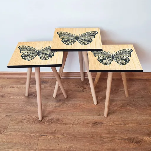 Set masute 3 piese, Hanah Home, 3Shp13, Bej / Antracit