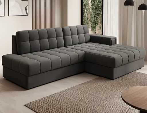 Coltar extensibil dreapta 3 locuri ELTAP, RT-06SO, Blezalt, 240x150x82 cm, lemn/poliester, gri inchis