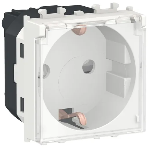 Priza 2P+E 2 module cu obturatoare + capac transparent Schneider Easy Styl LMR5310001, alb