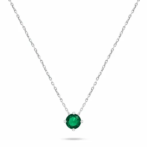 Brilio Silver Colier minimalist din argint cu zircon cubic verde NCL73WG