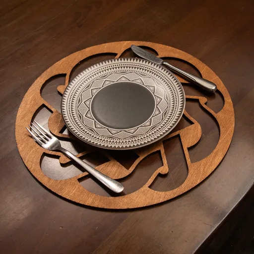 Set de covorașe de masă din lemn, Hermia, 790PYN1151, Dimensiune: 36 x 36 cm (6 bucăți), Maro