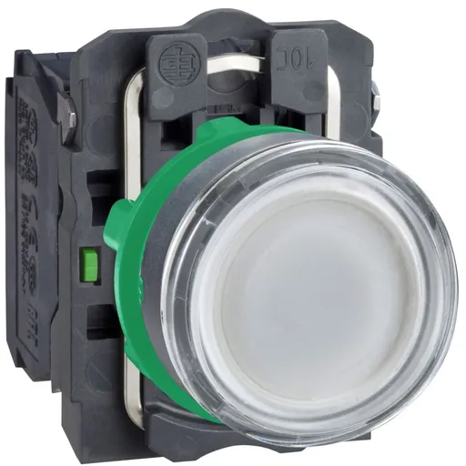 Buton iluminat alb 22, incastrat, revenire cu arc, 24V, 1No+1Nc Schneider XB5AW31B5