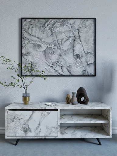 Comoda TV, Hanah Home, Maku, 120x47x35 cm, Marmura Ephesus