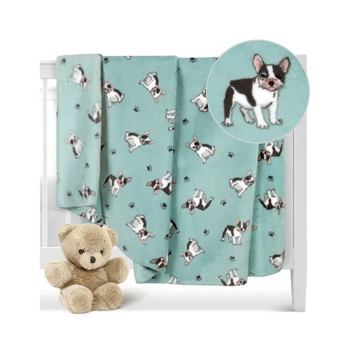 Bellatex Pătură pentru copii Ella Buldočekalbastră, 100 x 150 cm