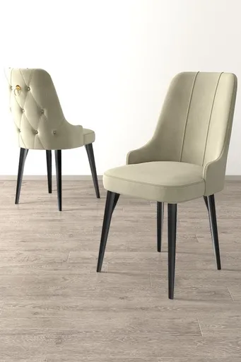 Set scaune 6 piese, Hanah Home, Newa, Crem/Negru