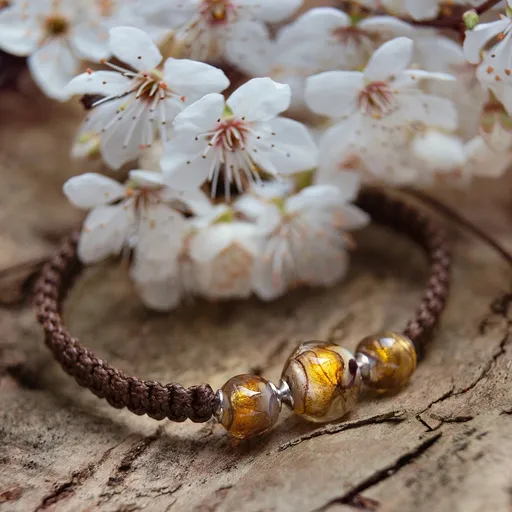 Lampglas Brățară cu aur de 24 de carate în perlă Honey Comb BSA51/CHI