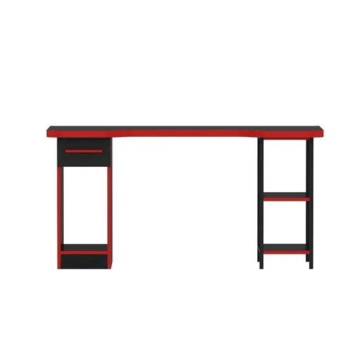 Birou pentru jocuri, Hanah Home, Phoenix 6, 150x76x60 cm, Negru/Rosu