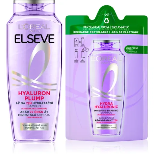L’Oréal Paris Elseve Hyaluron Plump sampon hidratant cu acid hialuronic 2 buc