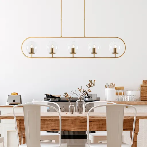 Lustra, Jewel - 10625, Fulgor, 122 x 15 x 49 cm, 5 x E14, 15W, auriu