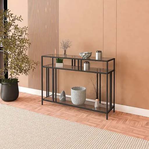 Bufet, Hanah Home, Venedik, 100x30x78 cm, Negru / Fume