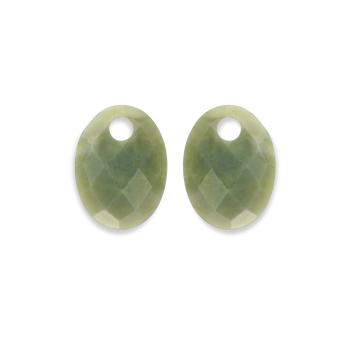 Sparkling Jewels Pandantive ovale pentru cercei din nefrit verde EAGEM61-MO