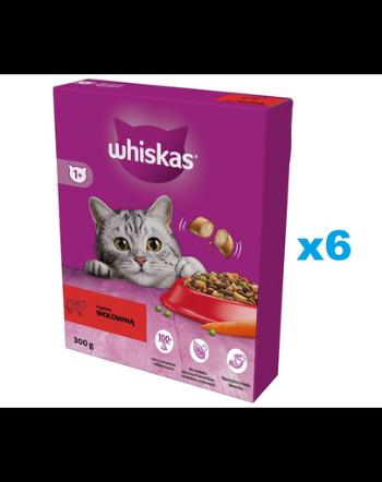 WHISKAS Adult 6x300g hrana uscata pentru pisici adulte cu carne de vita delicioasa