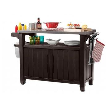 Keter Masă multifuncțională pentru grătar degrădină UNITY XL 270l maro, 134 x 52 x 90 cm, maro