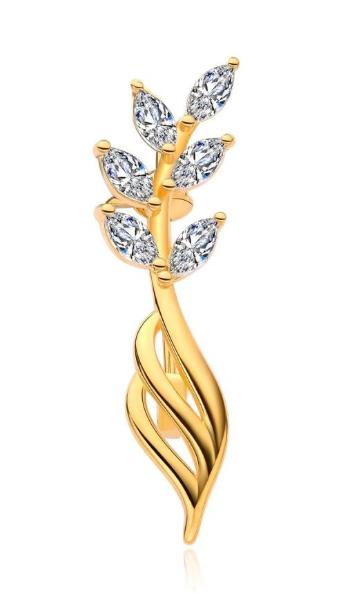 MOISS Broșă fermecătoare placată cu aur decorată cu pietre de zircon transparente